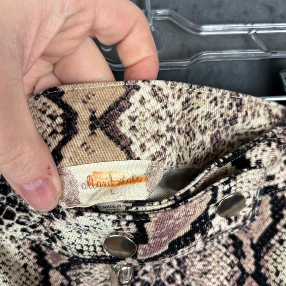 Altar'd State Snakeskin print Tan Brown Pencil Denim Mini Skirt Sz L - Picture 4 of 7